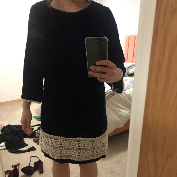 Vintage blue velvet dress - Picture 2 of 6